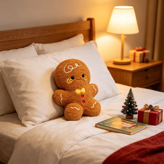 Gingerbread Plush Stuffed Doll,Christmas Stuffed Gingerbread Throw Cushion Decor Gingerbread Doll - Traditional Holiday Biscuit Design for Holiday Christmas Tree Gifts