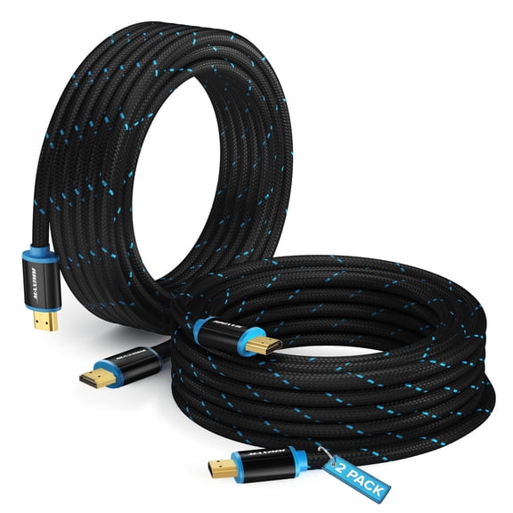 Maximm 4K HDMI Cable 2 Pack 12 Feet – High-Speed HDMI Cord 18 Gbps, Supports 4K 60Hz, Nylon Braided
