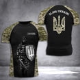 thumbnail image 3 of Camiseta con bandera de Ucrania para hombre, Jersey de manga corta de camuflaje del ejército ucraniano, ropa de calle con cuello redondo de gran tamaño, Verano, 3 of 3