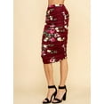 thumbnail image 2 of Made by Johnny Women's Slim fit Bodycon Party Club Night Out Elegant Ruched High Waist Long Pencil Skirt with Side Shirring XL WINE_FLORAL, 2 of 6