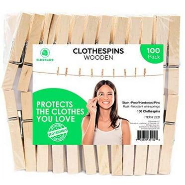 Clothespins Standard Natural Wooden Stain Proof 3 inch 100 Value Pack for Towels