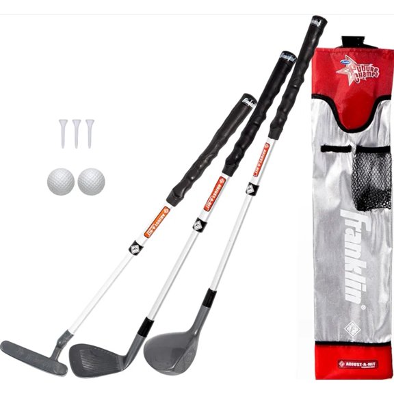 Set 3 palos golf niños tamaño ajustable incluye 2 bolas y bag Franklin sports