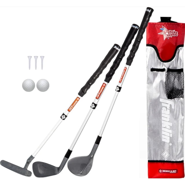Set 3 palos golf niños tamaño ajustable incluye 2 bolas y bag Franklin sports
