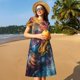 thumbnail image 4 of Easygdp Vibrant Rooster Painting para Vestido Transpirable de Mujer, Vestido Suelto de Manga Corta con Pliegues y Bolsillos para el Verano, 4 of 6