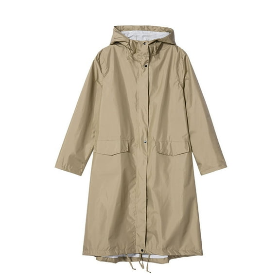 Huanledash Solid Color Raincoat Waterproof 210D Polyester Cloth Unisex Rain Jacket for Outdoor
