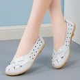 thumbnail image 3 of Dakaela Women's Leather Flats Shoes Casual Slip on Walking Driving Loafers Cutout Sneakers White 7, 3 of 9