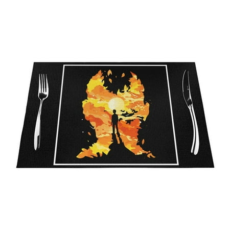 

ZNDUO Placemats 6 PCS Heat Resistant Stain Resistant Woven PVC Insulation Placemats Durable Washable Elegant Table Mats for Dining-Flame Man 18 x12