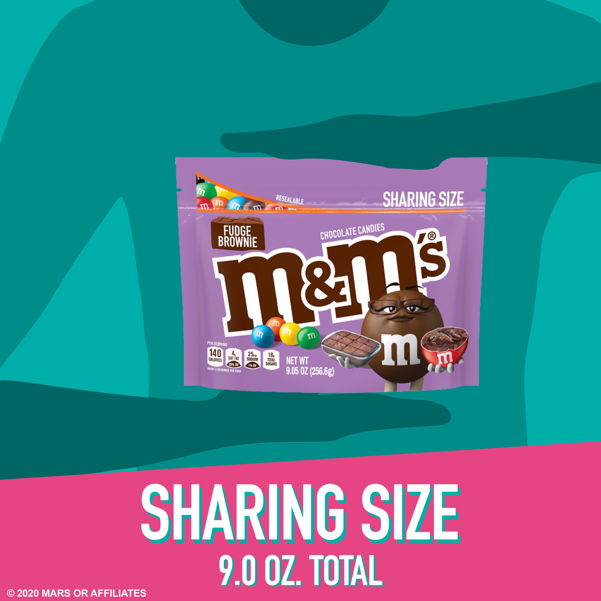 M&M'S Fudge Brownie Sharing Size Chocolate Candy, 9.05 oz. Stand