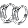 thumbnail image 1 of 2pcs Hug Ring,925 Sterling Silver Hug Rings For Women Men Girls Love Hugging Open Promise Ring, 1 of 5