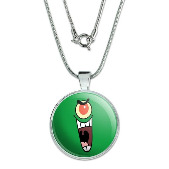 SpongeBob Plankon Face 1" Pendant with Sterling Silver Plated Chain