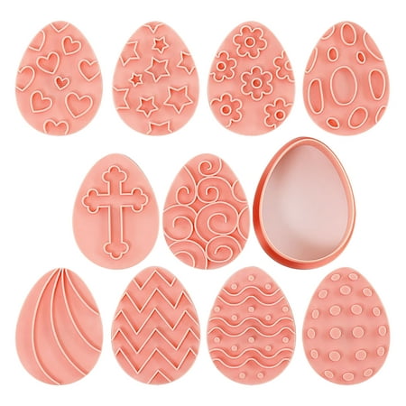 

Jmntiy Easter Cookie Mould Cartoon Eggs Easter Baking Tool 10-piece Set Sugar Turning Baking Press Tool Clearance