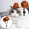 thumbnail image 2 of putnchl Brown Pet Cowboy Costume Cosplay Cap Halloween Costumes For Dogs Cat Pet Party Decoration Cowboy Hat, 2 of 5