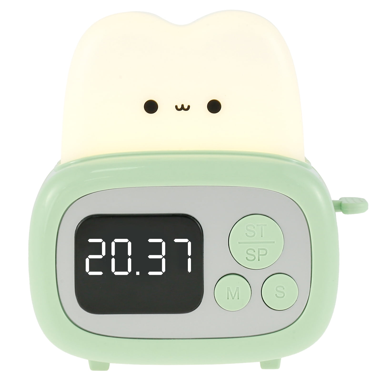 Corn Cute Timer with Clock and Night Light, Mini Toaster Shape