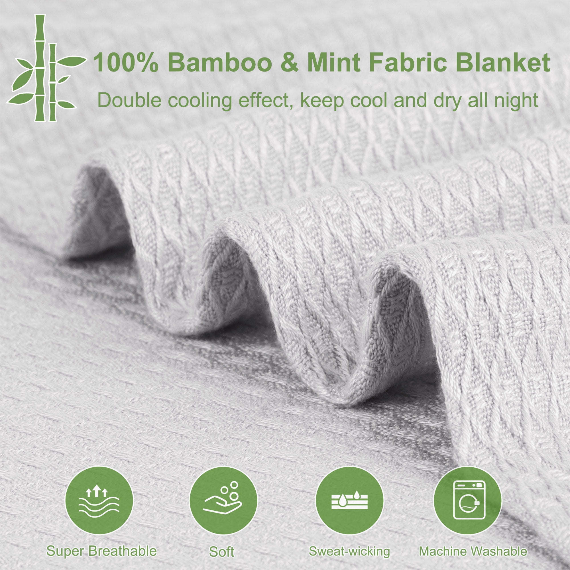 REGALWOVEN Bamboo Viscose Cooling Blanket All Seasons Breathable for Hot Sleepers for Bed, Sofa Queen Light Gray