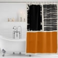 thumbnail image 3 of Orange Black Shower Curtain, Waterproof Shower Curtains for Bathroom, Farmhouse Striped Modern Abstract Art Washable Fabric Bathtub Curtain Set Bath Decor with 12 Hooks 72"x78", 3 of 8
