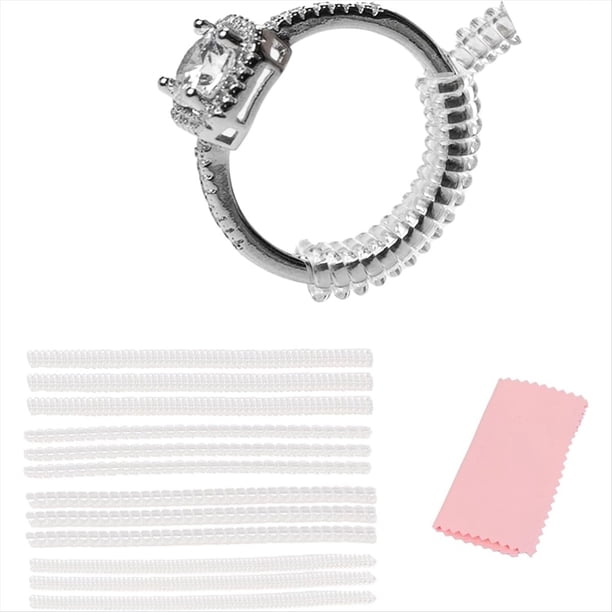Medidor de Anillos para Anillos Sueltos (Paquete de 12), 4 Tamaños, Medidor de Banda en Espiral, Protector de Anillo de TPU Transparente para Mujeres y Hombres.