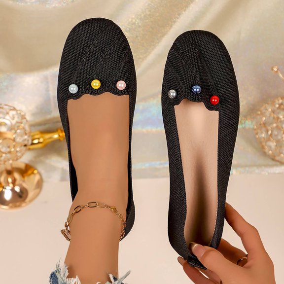 Daily Outing Comfortable Lightweight Dress Shoes Plus Size Shallow Cut Wide Width Spring Summer Black 6