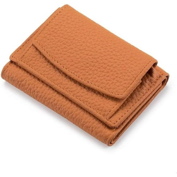MMYGU Small Wallet for Women Genuine Leather RFID Blocking Card Holder Minimalist Tri-fold Cash Wallet with Snap Coin Pouch