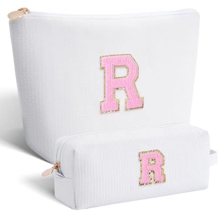 Personalized Anniversary Wife s Birthday Gifts Mothers Day Gifts for Women Wife Gifts from Husband Cool Birthday Gifts for Wife Makeup Bag Set Cosmetic Bag for Teen Girls - White R