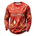 thumbnail image 3 of Havenx Men's Halloween Shirts Pumpkin Print Shirts Long Sleeve Crew Neck T-Shirts Spooky Scary Fashion Funny Lightweight Casual Top,Red XL, 3 of 5