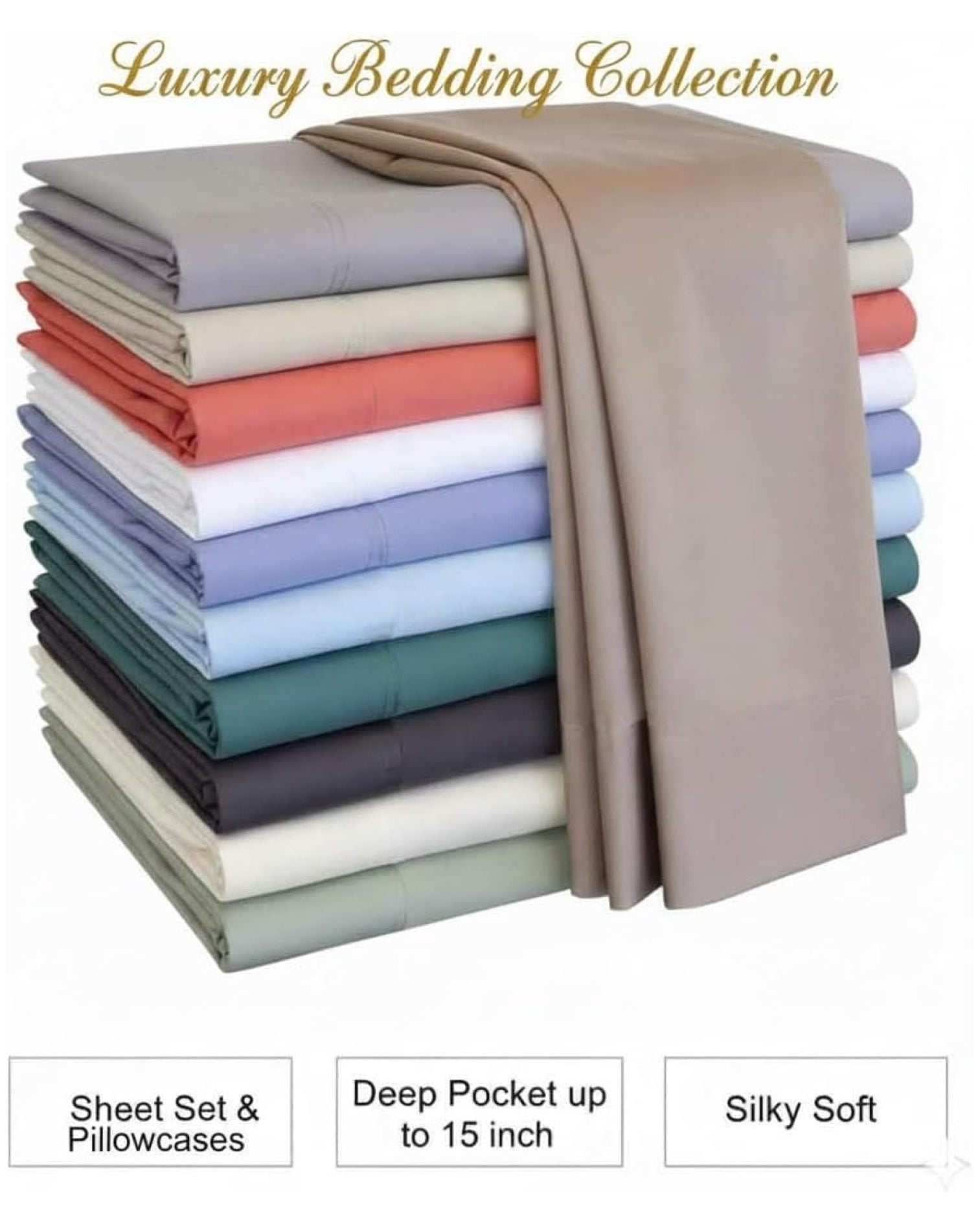 Silky-Soft Viscose from Bamboo-Cotton , Queen 4PC Bed Sheets Set,