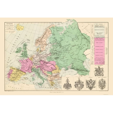 Historic Map - Europe Political Divisions - Drioux 1882 - Vintage Wall Art