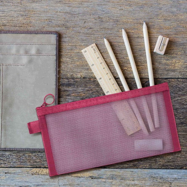 Zipper Bag With Color Mesh File Bag Transparent Zipper Style Storage Material Bag Pen Bag