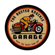 Busted Knuckle BUST055 14 x 14 in. Retro Rider Round Metal Sign