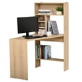 thumbnail image 2 of Modern Computer Desk, Corner Desk with Multi-Layer Storage Shelf, Oak, 2 of 8