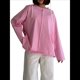 thumbnail image 2 of Camisetas de Larga Extragrandes para Mujer, Camisetas Básicas de Cuello Redondo, Tops de Otoño, Ropa Informal de Entrenamiento Y2K. Rosa L, 2 of 10