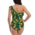 thumbnail image 6 of Yiaed Pineapples with Palm Leaves Print Women One Piece Swimsuits Tummy Control One Shoulder Bathing Suits Pattern Ruffle Swimwear-Medium, 6 of 8