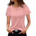 thumbnail image 2 of Tshirt Women Women's Fashionable Casual Solid Color Short Sleeved Round Neck T-shirt Top, 2 of 6
