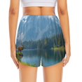thumbnail image 4 of Uemuo Majestic Deer Mountain Lake Pattern Women's Athletic Shorts High Waisted Running Shorts with Liner Pockets Gym Elastic Workout Shorts-X-Large, 4 of 9