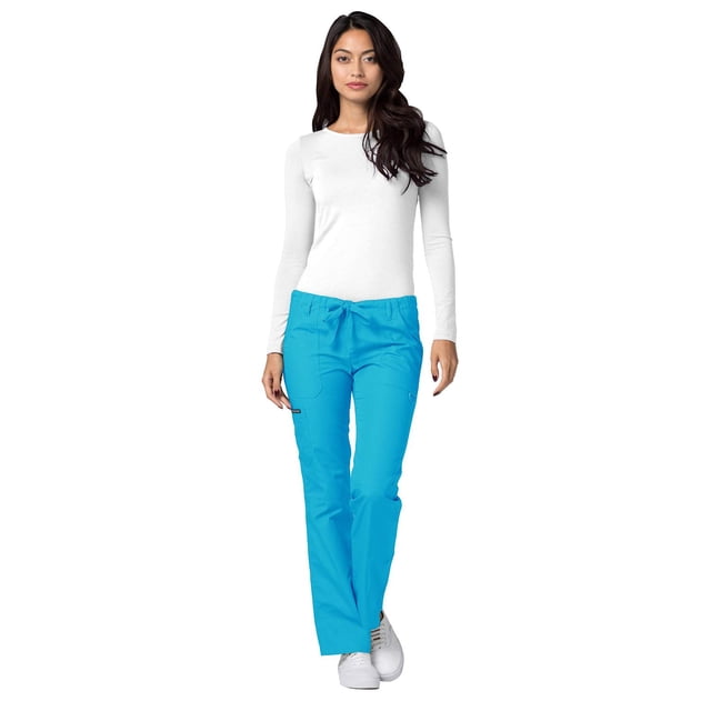 Adar Pantalon d'Uniforme Droit pour Femmes Universal, à Cordon, Popeline Durable, Noir