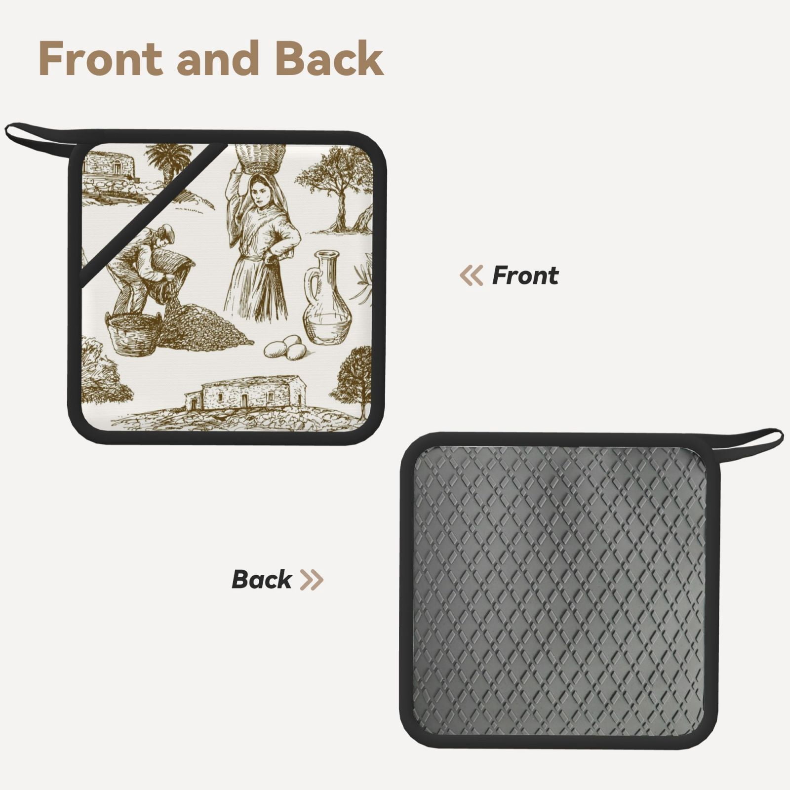 Xecao Olive Picking for Silicone Trivet Mats - Heat Resistant Pot Holders, Multipurpose Non-Slip Hot Pads