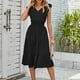 thumbnail image 5 of Vestidos midi Vestido de mujer de una línea sin mangas con cuello en V vestido largo suave para cóctel (negro S) Cgtredaw para Mujer Negro T XL, 5 of 6