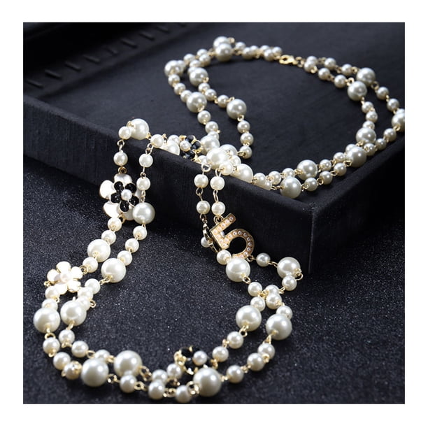 Mujeres colgantes en capas imitación perla collares decoración moda cadena joyería accesorios para boda año nuevo fiesta blanco seitruly AP004569-02