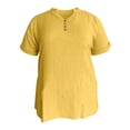thumbnail image 4 of Womens Short Sleeve T Shirts Henley Neck Dressy Casual Womens Summer Tops Business Casual T Shirts, 4 of 4
