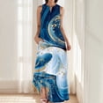 thumbnail image 1 of Ovzne Robes pour Femmes 2025 Robe d'Été Mode Femme Confortable Impression d'Été Sans Manches Robe Col en V Robe de Printemps Imprimée Liquidation, 1 of 5
