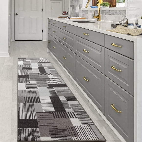 BY COCOON 2'6''x8' Runner Rug| Kitchen Runner Washable Rug Hallway Runner Runners Rugs for Hallway Non Slip (80 Cm x 244 Cm Grey Rug)