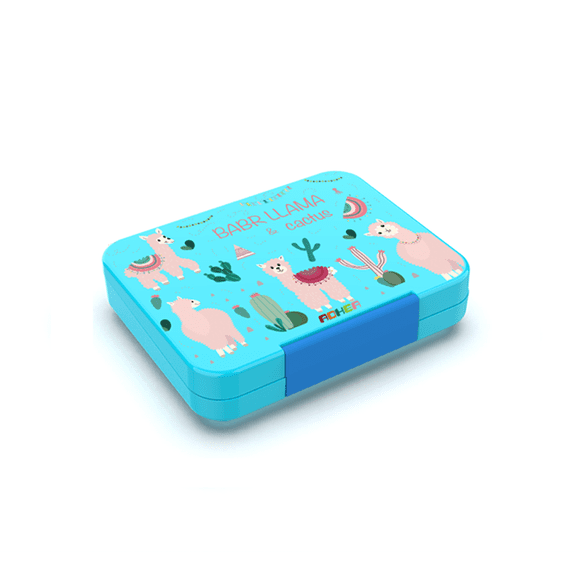 Aohea  Llama & Cactus Themed Multi-Compartment Bento Box, PP&TP Food-Grade Leak-Proof Lunch Container, 220×175×50mm for Kids
