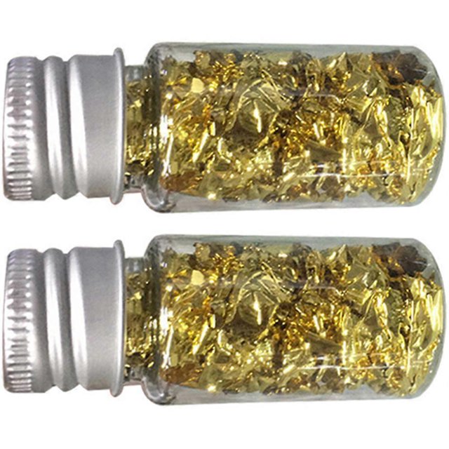 2 Bottles Of Gold Foil Sprinkling For Crafts Decoration Ideal For Desserts And Halloween Party Application