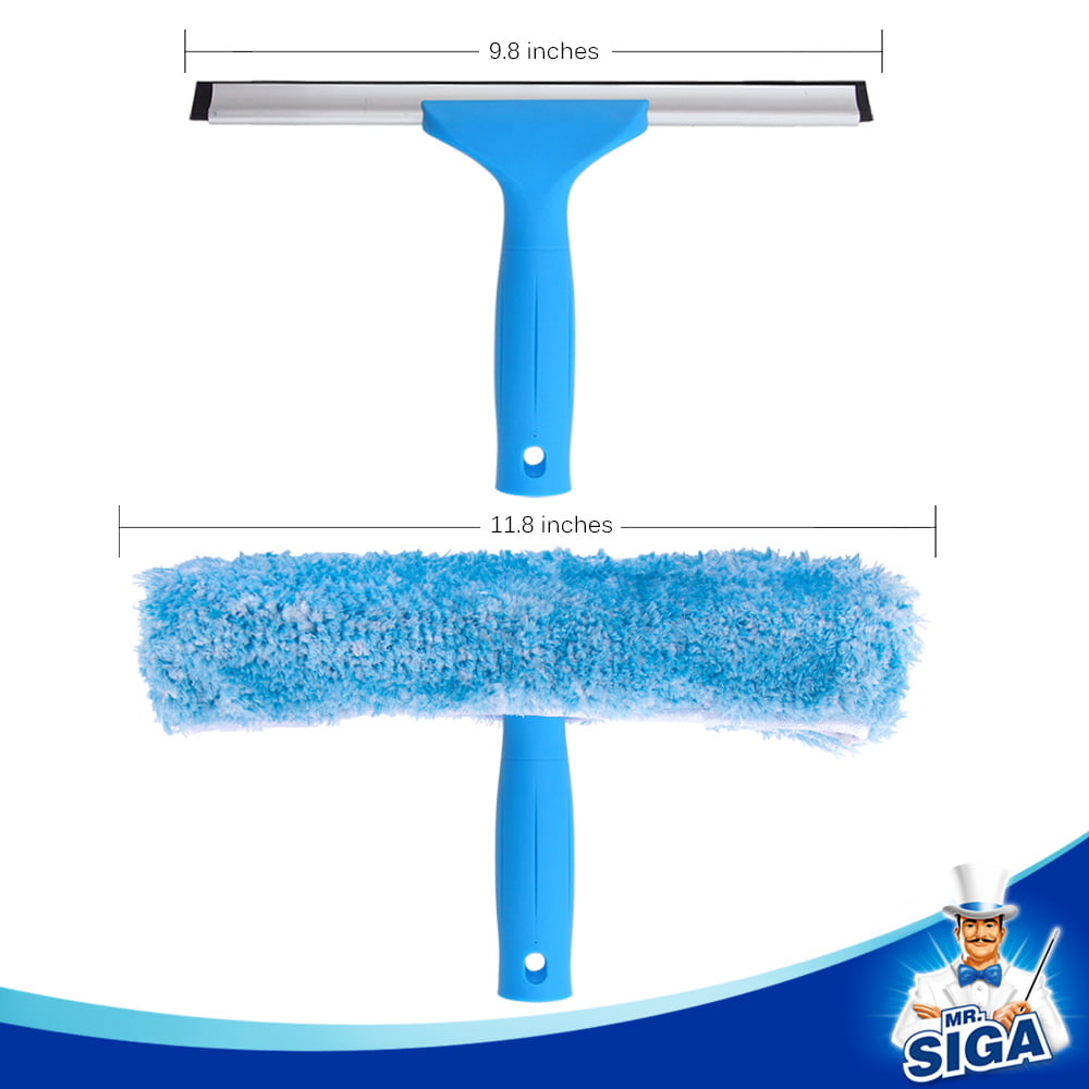 MR.SIGA Professional Squeegee for Car Window Cleaning and Windshield  Washing, 2 in 1 Window Cleaning Squeegee Window Washing Sponge Scrubber,  Rubber