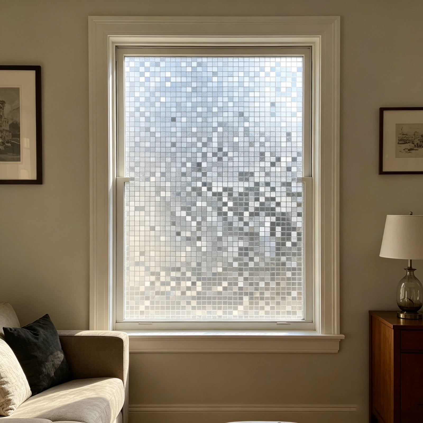 Window Film Sun Blocking Non Adhesive, Static Cling Glass Film for Home Office Bathroom Door, Heat Control Privacy Decorative Covering for Windows and Shower