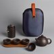 thumbnail image 1 of Juego de té de viaje con taza de arena morada, juego de tetera de cuatro tazas, regalo de mano, juego de té portátil, 1 of 5