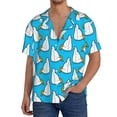 thumbnail image 7 of Lsque Duck Dives print Men's Cuban Collar Short Sleeve Shirt Summer Beachwear Casual Button Down Fashionable Vacation Leisure Shirt-X-Large, 7 of 7