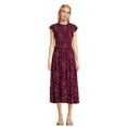 thumbnail image 2 of Time and Tru Women's Smocked Bodice Midi Woven Dress, Sizes XS-XXXL, 2 of 5