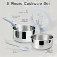 thumbnail image 5 of Carote 5-Piece Tri-Ply Stainless Steel Saucepan Set with Detachable Handle, 2QT & 3QT Small Induction Cooking Pot, 5 of 7
