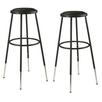 (Pack of 2) NPS 32 -39" Height Adjustable Heavy Duty Vinyl Padded Steel Stool, Black