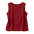 thumbnail image 5 of Yertdoel Tank Tops for Women Summer Cotton Linen Solid Color Round Neck Sleeveless Wide Straps Loose Fit Top Daily Stylish Casual Comfy Soft Beach Blouses, 5 of 7
